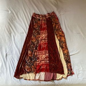 Free People Velvet Patchwork Maxi Skirt - Size 4